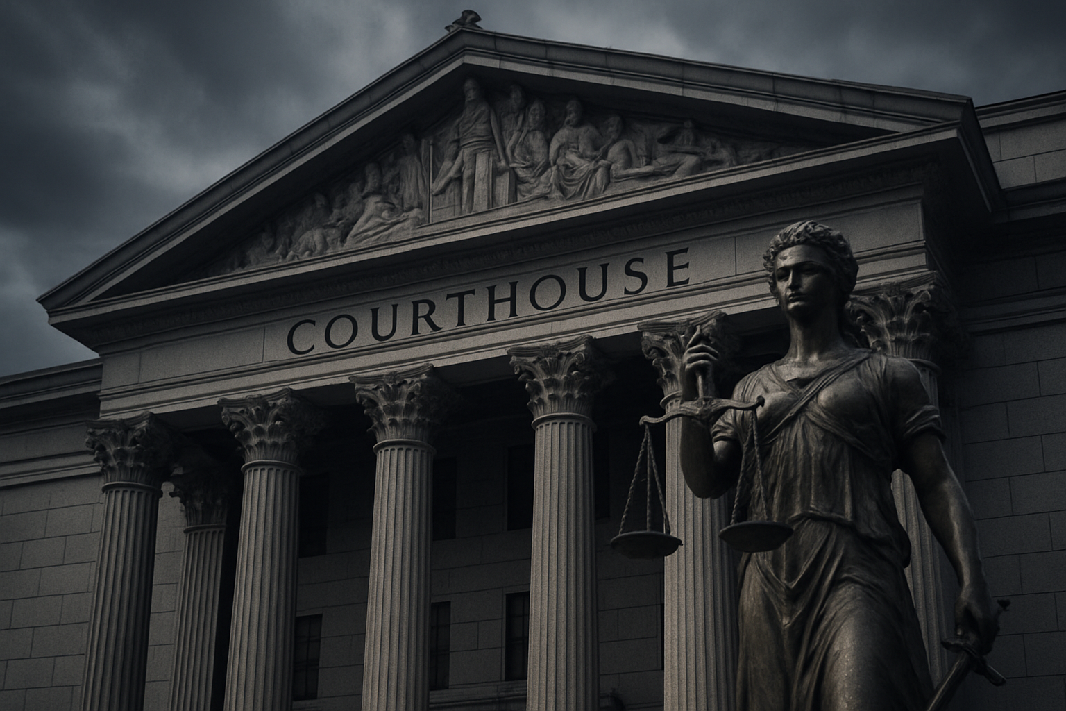 Courthouse with figure (exposé cover)